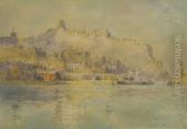 Castle Headland And Harbour Oil Painting by Harry Wanless