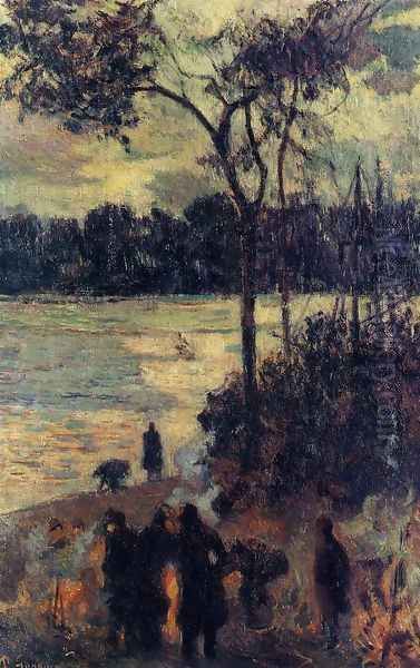 Fire By The Water Oil Painting by Paul Gauguin