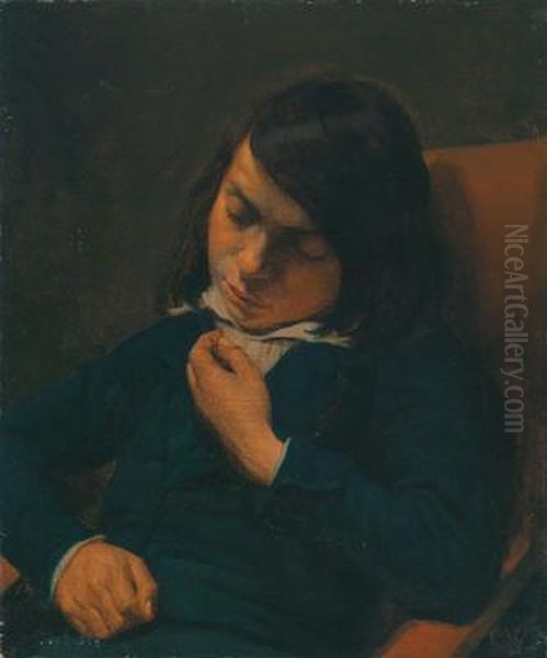 Attributed Portrait Of A Contemplative Boy Oil Painting by Gustaaf Wappers