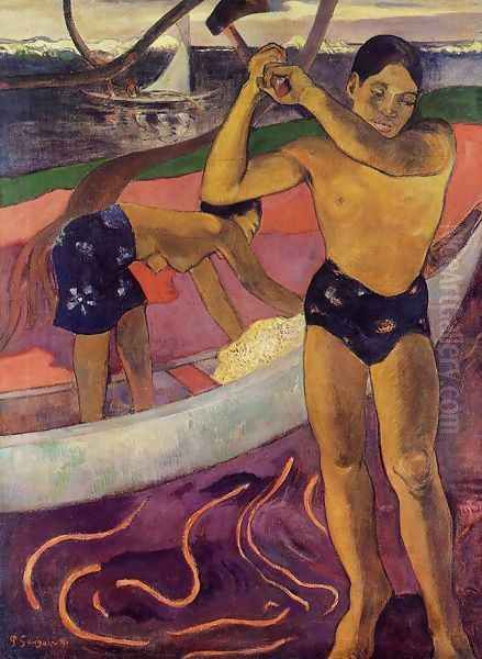 Man With An Ax Oil Painting by Paul Gauguin