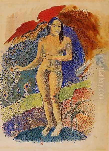 Nave Nave Feuna LEve Tahitienne Aka Beautiful Land Tahitian Eve Oil Painting by Paul Gauguin