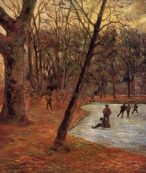 Skaters In Fredericksberg Park Oil Painting by Paul Gauguin