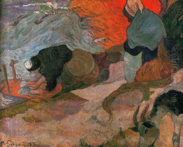 Washerwomen Oil Painting by Paul Gauguin