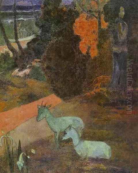 Landscape With Two Goats Oil Painting by Paul Gauguin