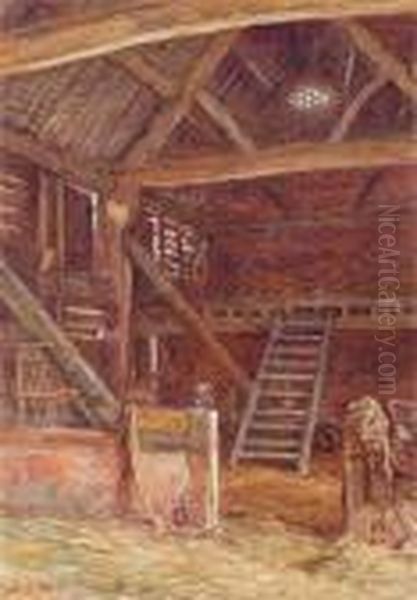 Interior Of A Barn Oil Painting by Cyril Ward