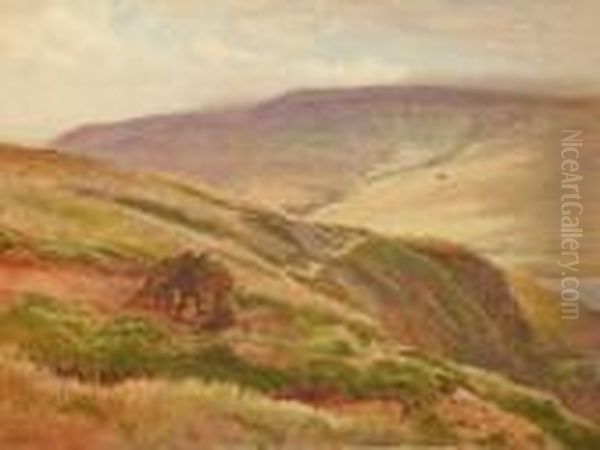 Grouseshooting In A Highland Landscape; Watercolour, Signed, 41x61cm Oil Painting by Cyril Ward