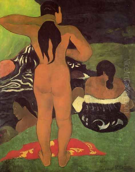 Tahitian Women Bathing Oil Painting by Paul Gauguin