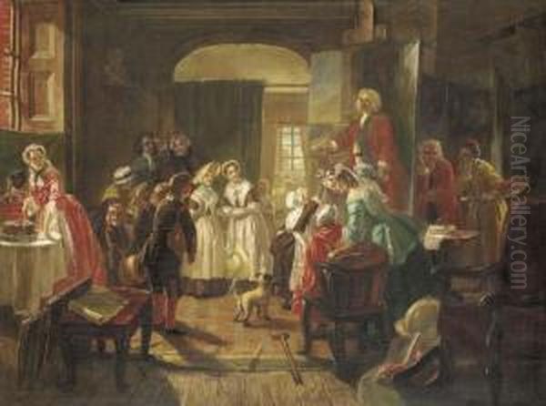 Hogarth's Studio Oil Painting by Edward Matthew Ward