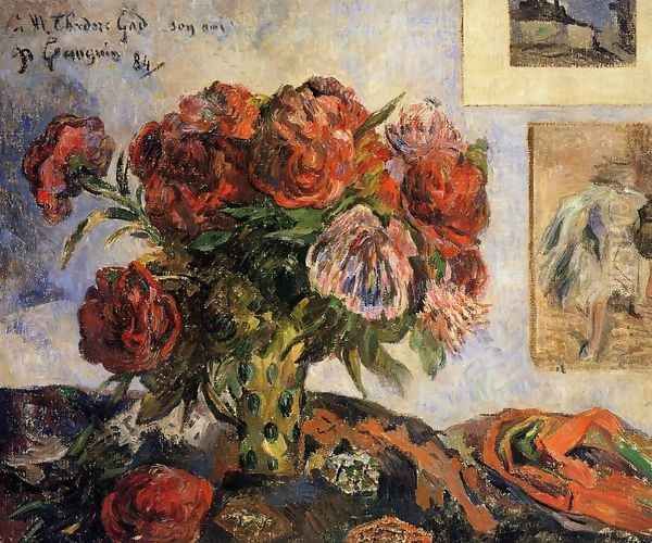 Vase Of Peonies Oil Painting by Paul Gauguin