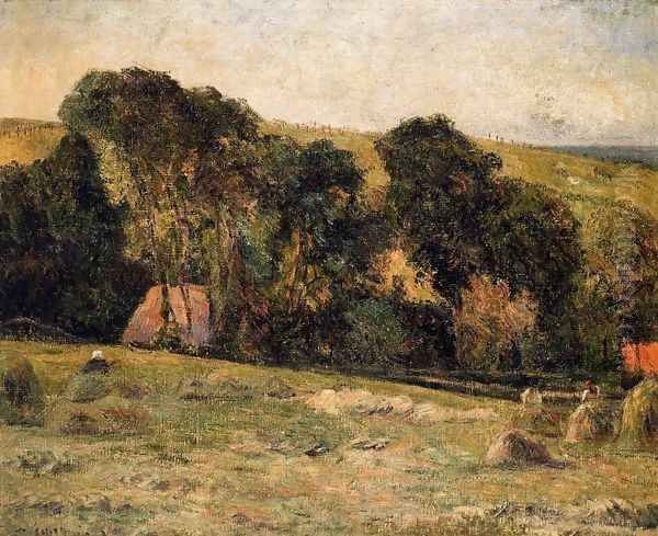 Haymaking Near Dieppe Oil Painting by Paul Gauguin