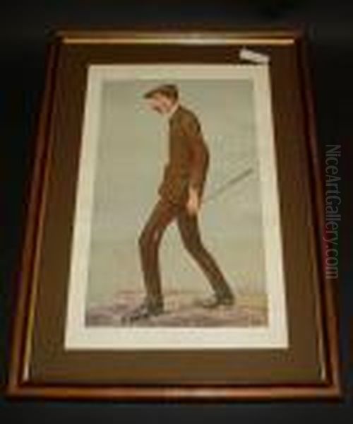 Featuring James Braid, A Vanity Fair Lithographic Portrait Published In 1907, Framed Oil Painting by Leslie Ward