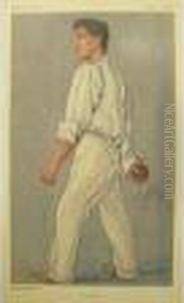 Three Vanity Fair Prints Of Cricketinginterest Oil Painting by Leslie Ward