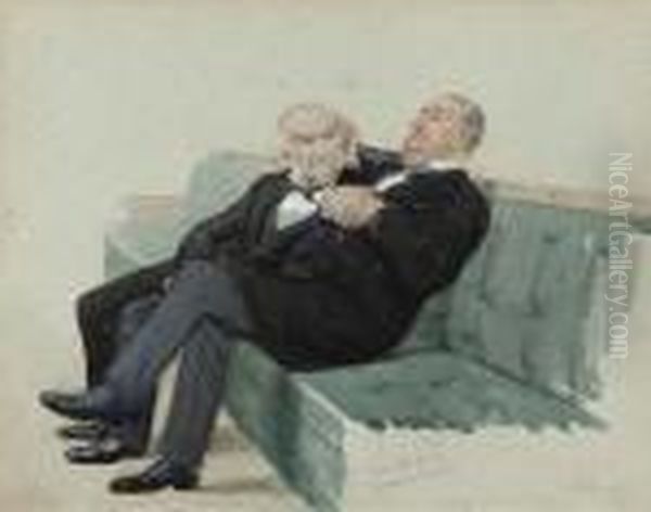 Gladstone And Harcourt, 'babble And Bluster' Oil Painting by Leslie Ward