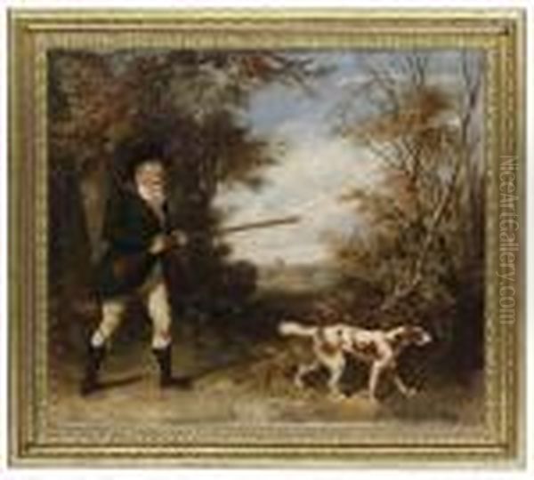 A Gentleman Out Shooting With His Working Spaniel Oil Painting by Martin Theodore Ward