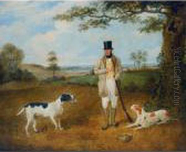 William Haslehust With His Hounds In A Landscape Oil Painting by Martin Theodore Ward