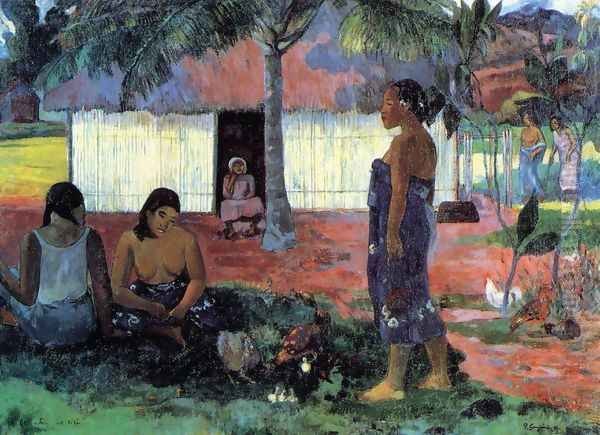 No Te Aha Oe Riri Aka Why Are You Angry Oil Painting by Paul Gauguin