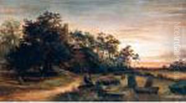 The Graveyard Oil Painting by William Henry Waring