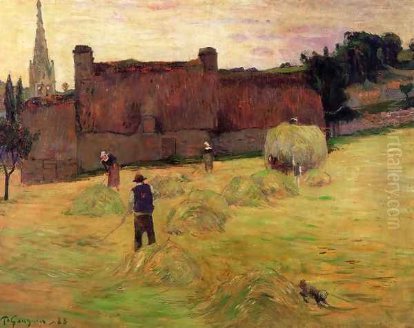 Haymaking Oil Painting by Paul Gauguin