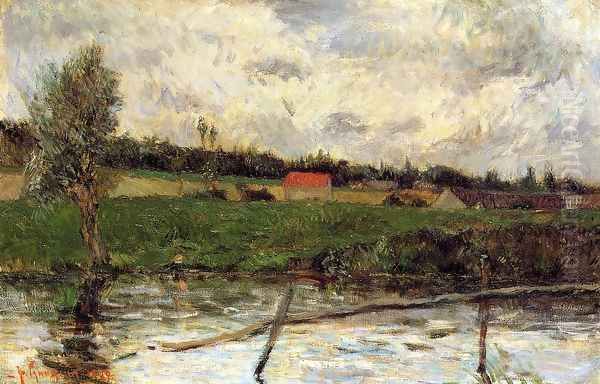 Riverside Aka Breton Landscape Oil Painting by Paul Gauguin