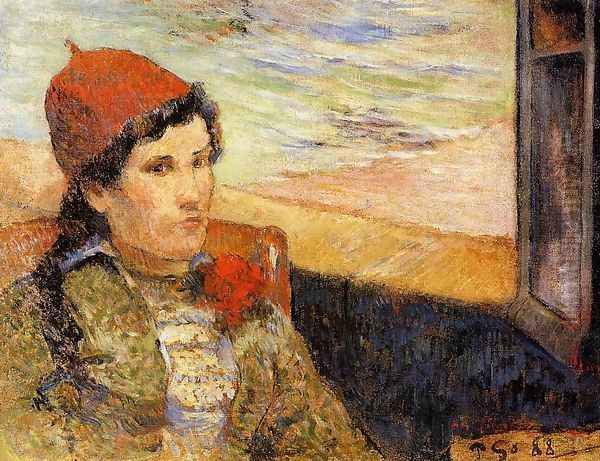 Young Woman At A Window Oil Painting by Paul Gauguin