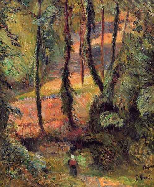 Sunken Path Wooded Rose Oil Painting by Paul Gauguin