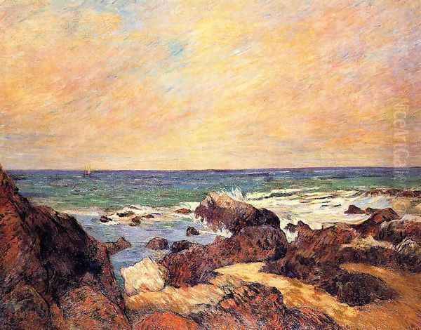 Rocks And Sea Oil Painting by Paul Gauguin