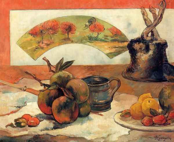 Still Life With Fan Oil Painting by Paul Gauguin