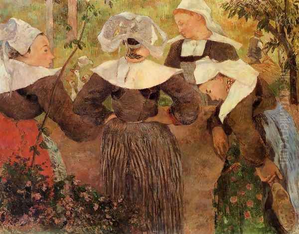 Four Breton Women Oil Painting by Paul Gauguin