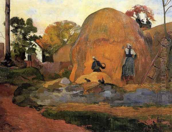 Yellow Haystacks Aka Golden Harvest Oil Painting by Paul Gauguin