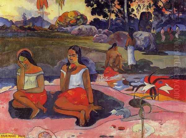 Nave Nave Moe Aka Delightful Drowsiness Oil Painting by Paul Gauguin