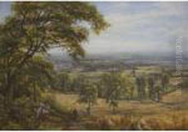 Harvest Landscape Overlooking Chudleigh Oil Painting by Edmund George Warren