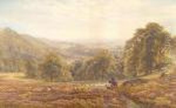 'harrow Weald' - An Extensive Country Landscape Oil Painting by Edmund George Warren