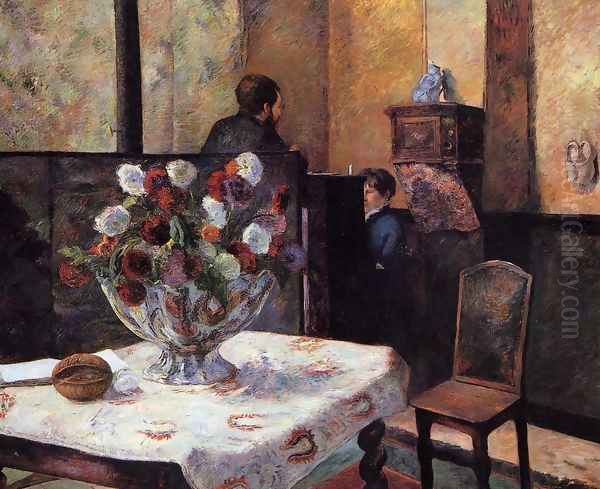 Interior Of The Painters House Rue Carcel Oil Painting by Paul Gauguin