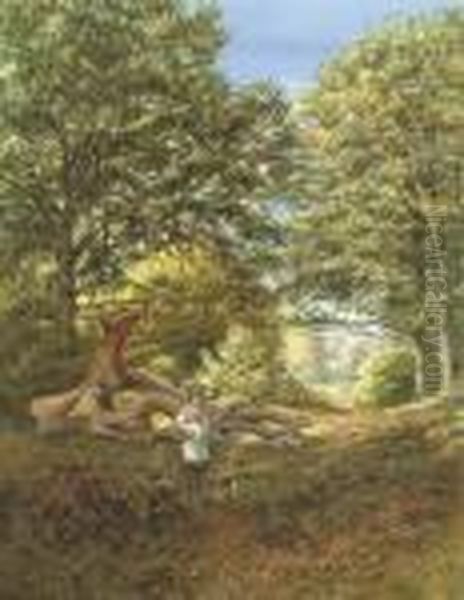 A Woodland Glade Oil Painting by Edmund George Warren