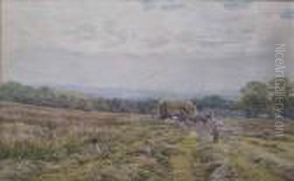 Carting Hayin Sussex Oil Painting by Edmund George Warren