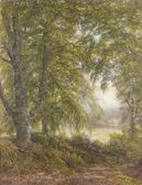 A Devonshire Lane Oil Painting by Edmund George Warren