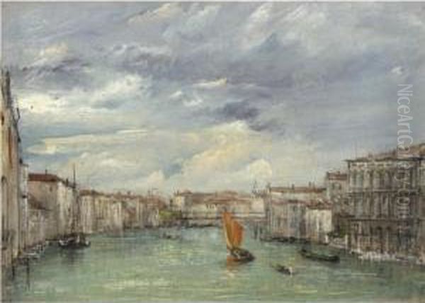 View On The Grand Canal, Venice Oil Painting by Andrew W. Warren