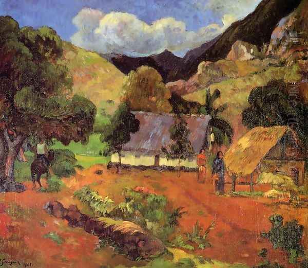 Landscape With Three Figures Oil Painting by Paul Gauguin