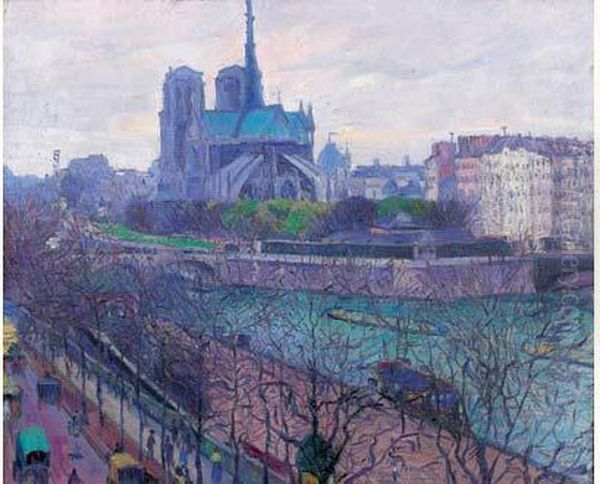 Notre-dame De Paris Oil Painting by Alexander Warshawsky