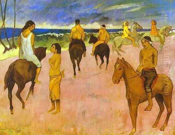 Horsemen On The Beach Oil Painting by Paul Gauguin