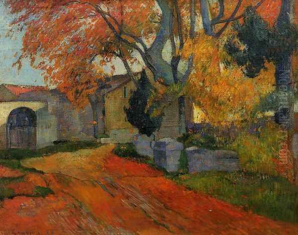 Lane At Alchamps Arles Oil Painting by Paul Gauguin