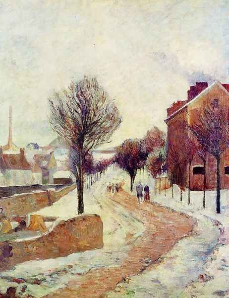 Suburb Under Snow Oil Painting by Paul Gauguin