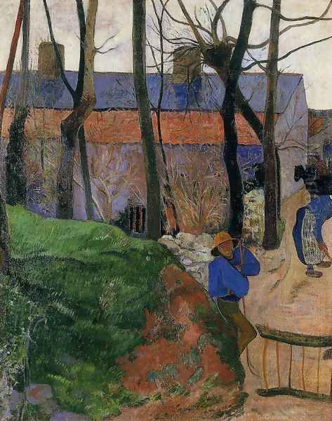 Houses In Le Pouldu Oil Painting by Paul Gauguin