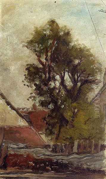 The Tree In The Farm Yard (sketch) Oil Painting by Paul Gauguin