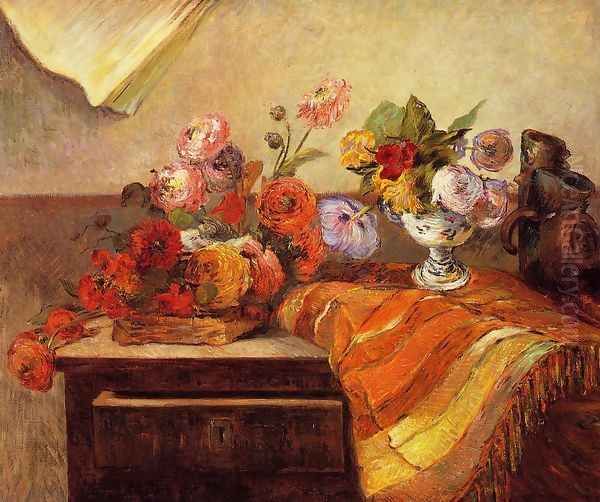 Pots And Bouquets Oil Painting by Paul Gauguin