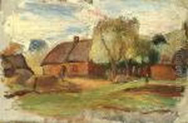 Zagroda Wiejska, Ok. 1930 Oil Painting by Waclaw Wasowicz