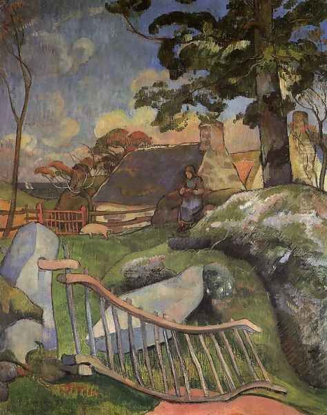 The Gate Aka The Swineherd Oil Painting by Paul Gauguin