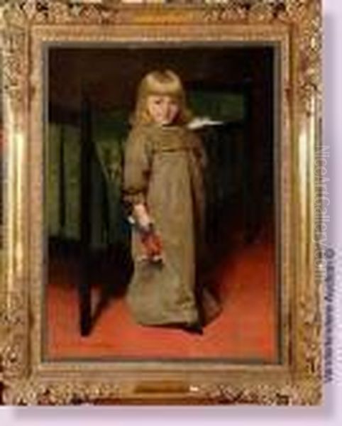 Portrait D'enfant A La Poupee Oil Painting by Charles Joseph Watelet