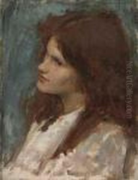 Head Of A Girl Oil Painting by John William Waterhouse