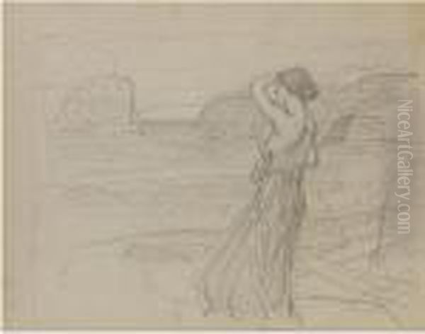 Study For Miranda Oil Painting by John William Waterhouse